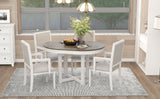 TREXM 5-Piece Dining Set With  Butterfly Leaf and 4 Upholstered Dining Chairs (Brown+White)