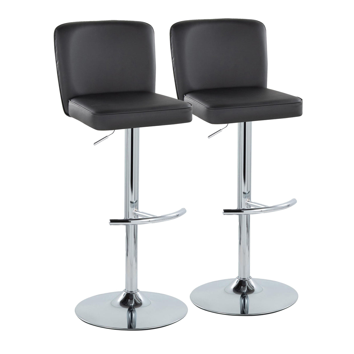 Henry - Contemporary Adjustable Barstool With Swivel & Rounded T Footrest (Set of 2)