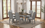 TREXM 7-Piece Farmhouse Dining Set With 6 high-back Chairs (Brown+Gray)