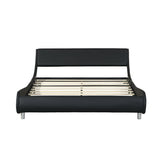 Queen Size Upholstered Platform Bed, LED Lighting With Remote Controller And App, Wood Slat Support, No Box Spring Needed - Black