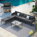 6 Piece Aluminum Patio Furniture Set With Removable Extra Thick Cushions - Gray