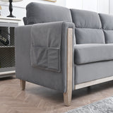 Comfortable Solid Wood Sofa with Soft Cushions - Gray