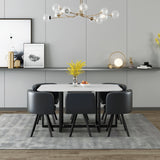 Modern 7 Piece Dining Table with 6 Chairs - Black