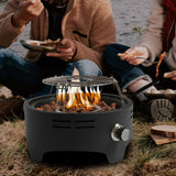 15" Outdoor Portable Propane Fire Pit With Cooking Support Tabletop and Quick Connect Regulator - Black