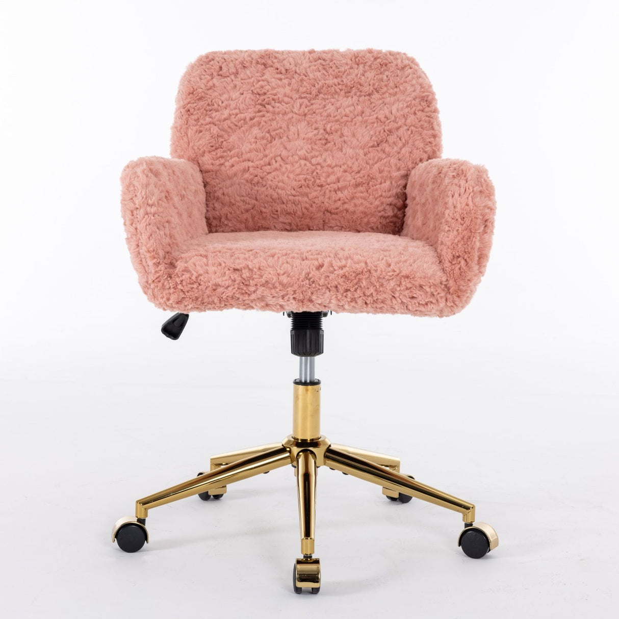 Office Chair, Artificial Rabbit Hair Home Office Chair With Golden Metal Base, Adjustable Desk Chair Swivel Office Chair, Vanity Chair