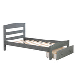 Platform Bed Frame With Storage Drawer And Wood Slat Support No Box Spring Needed