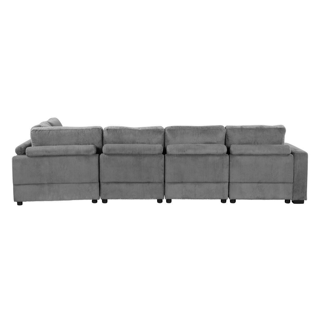 121.3" Modular Sectional Sofa with Two Movable Ottomans, Gray