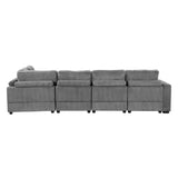 121.3" Modular Sectional Sofa with Two Movable Ottomans, Gray