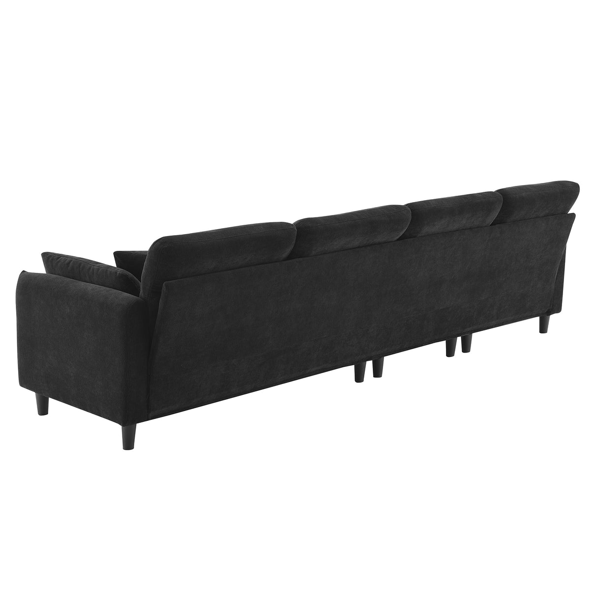 Modern Convertible Sectional Sofa with Pillows and Ottoman - Black