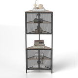 5 Tier Shelf With Metal Mesh Door Bookcase  - Black / Brown