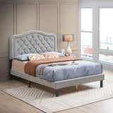 Queen Platform Upholstered Bed With, Strong Wood Slat Support - Gray