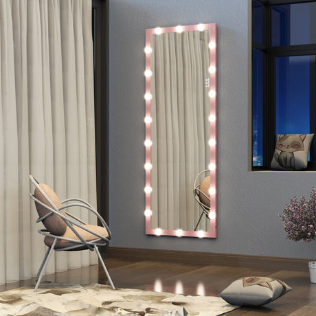 Full Length Mirror With Lights Full Body Vanity Mirror With 3 Color Modes Lighted Standing Floor Mirror For Dressing Room Bedroom Wall Mounted Touch Control