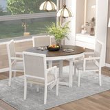 TREXM 5-Piece Dining Set With  Butterfly Leaf and 4 Upholstered Dining Chairs (Brown+White)