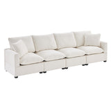 Modern Chenille  Modular Sofa with 2 Pillows - White