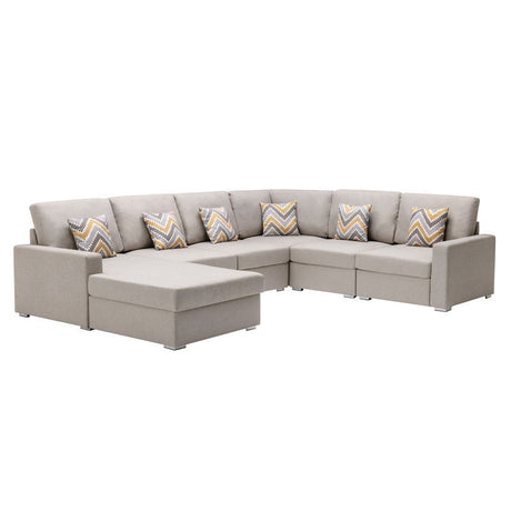 Nolan - Fabric 6 Piece Sectional Sofa With Pillows And Interchangeable Legs