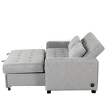 66.5" Upholstered Loveseat With Pull Out Bed, Two Throw Pillows, Dual USB Charging Port and Adjustable Backrest - Light Gray