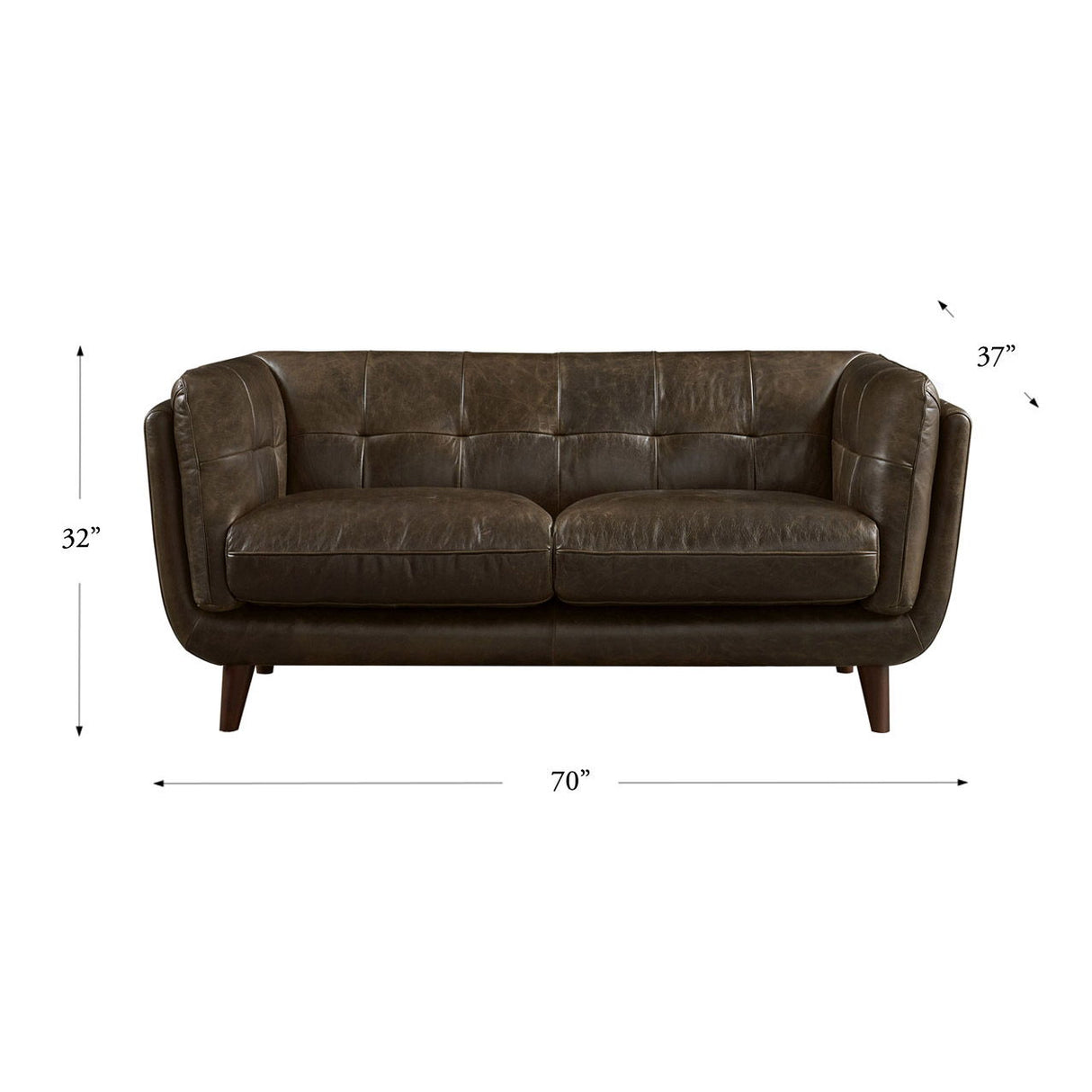 Solana - Waxy Pull Up Leather Loveseat - Dark Brown