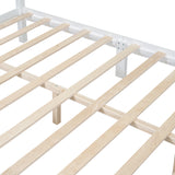 Full Size Wood Platform Bed with Slat Support, White