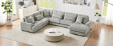 129" Oversized U-shaped Sofa Sectional in Soft Corduroy with a Chaise Lounge , Grey