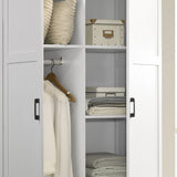 Aubree - Wardrobe Cabinet Armoire With 2 Drawers And Hanging Rod - White