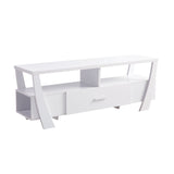 Contemporary TV Stand With Four Shelves And One Drawer - White