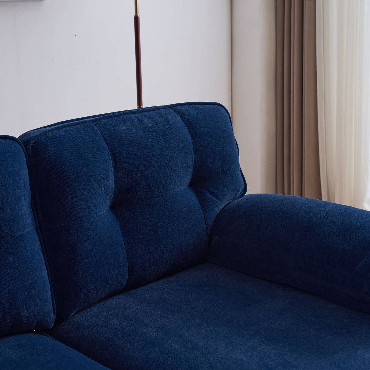 83" Modern Velvet Sofa Chaise - Blue