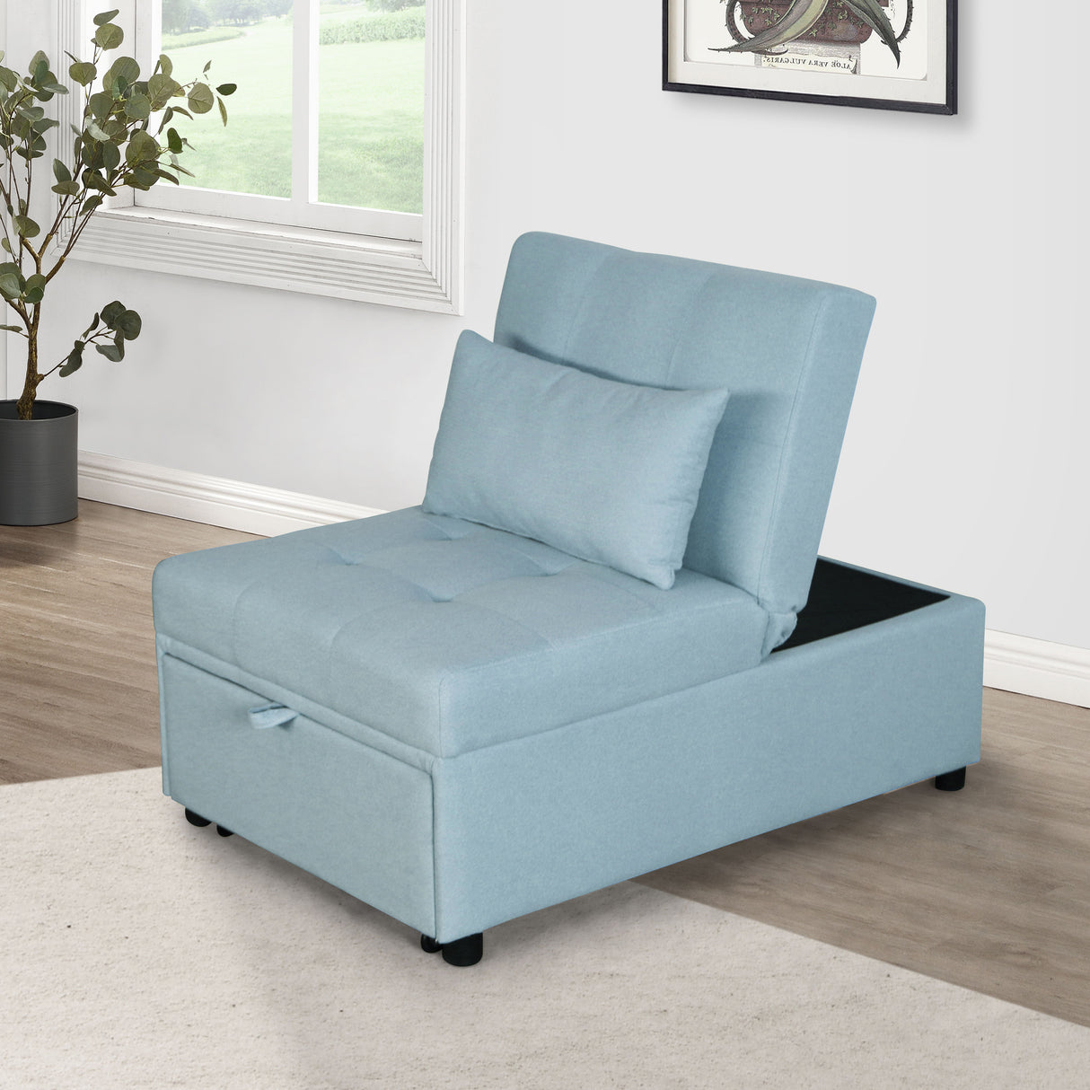 Folding Chair Sofa Bed - Green Fabric