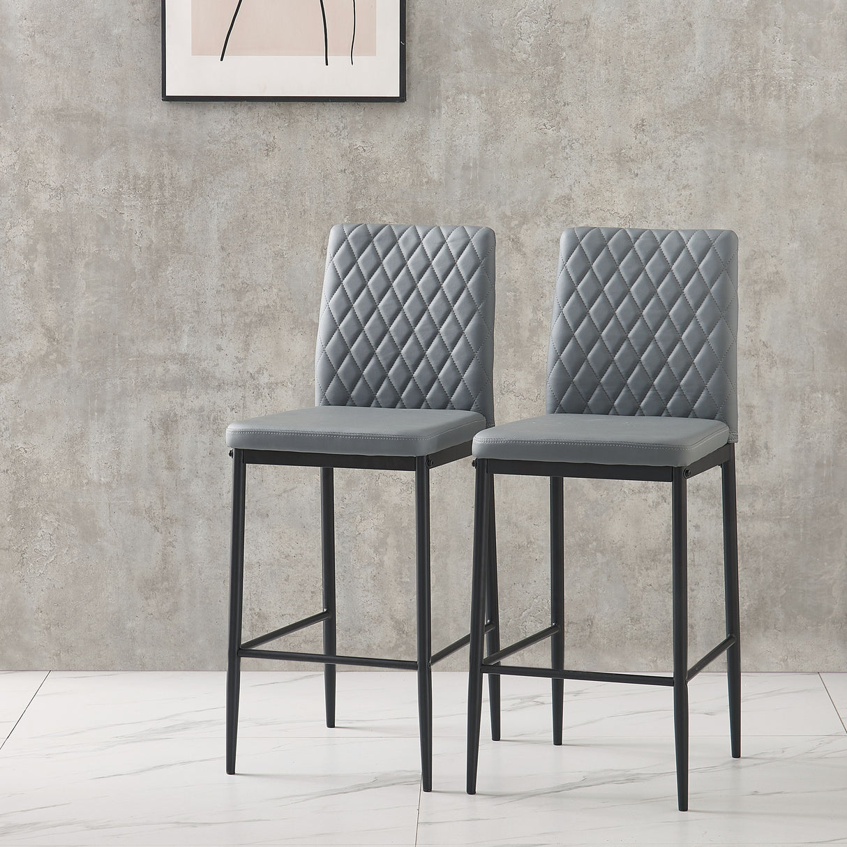 Modern Simple Bar Chair (Set of 2) - Light Gray