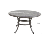 All-Weather And Durable 52" Round Cast Aluminum Round Dining Table With Umbrella Hole - Gray