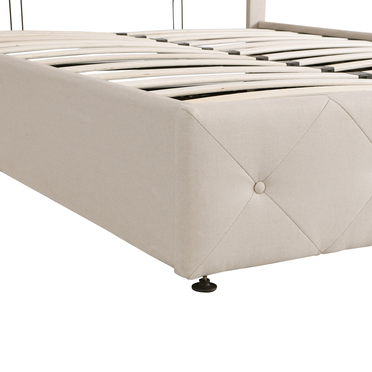 Full size Upholstered Platform bed with a Hydraulic Storage System - Beige