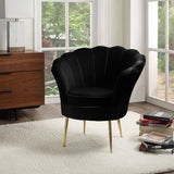 Angelina - Velvet Scalloped Back Barrel Accent Chair With Metal Legs