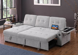 Ashlyn II - 84"W Woven Fabric Reversible Sleeper Sectional Sofa with Storage Chaise