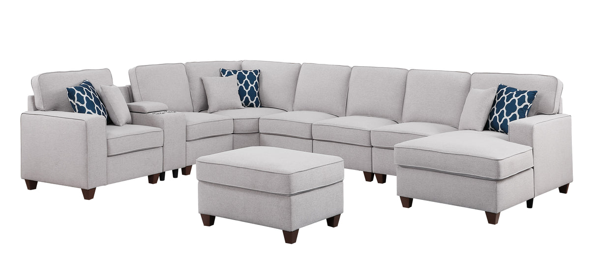 Eric - 9 Piece Upholstered Sectional With Ottoman