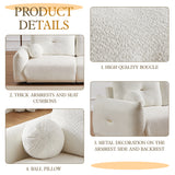 2 Piece Living Room Set with Four Pillows - Off White