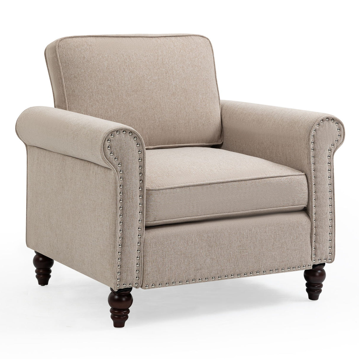 Modern Upholstered Accent Chair - Light Beige