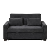 66.5" Upholstered Loveseat With Pull Out Bed, Two Throw Pillows, Dual USB Charging Port and Adjustable Backrest - Black