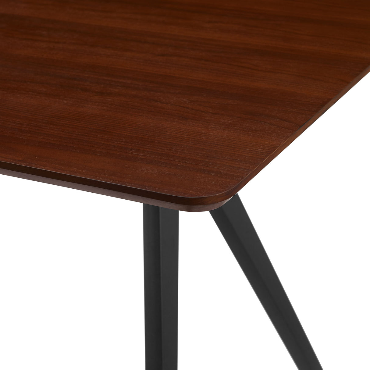 Contemporary V Leg Veneer Dining Table - Dark Walnut