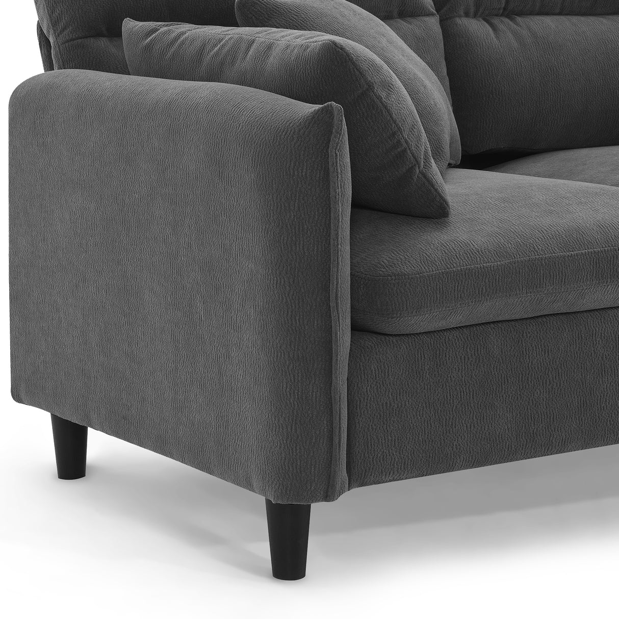 Modern  Sectional Sofa with Pillows and Ottoman - Gray