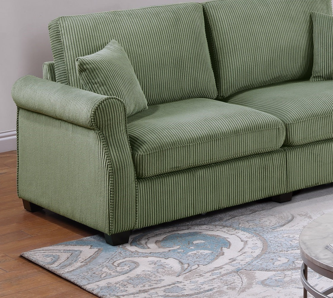 2 PC Living Room Set Including Sofa and love Seat With Pillows -Sage Green