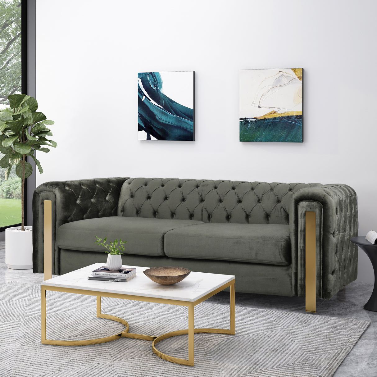 Mirod Sofa with Tufted Back and Arm - Gray