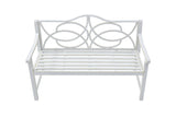 Outdoor Garden Patio Bench With Backrest, Armrest and Slatted Seat - White