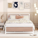 Platform Bed, Metal And Wood Bed Frame With Headboard And Footboard