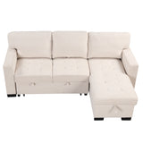 Sleeper Sofa Chaise with Storage  and USB Charger - Beige