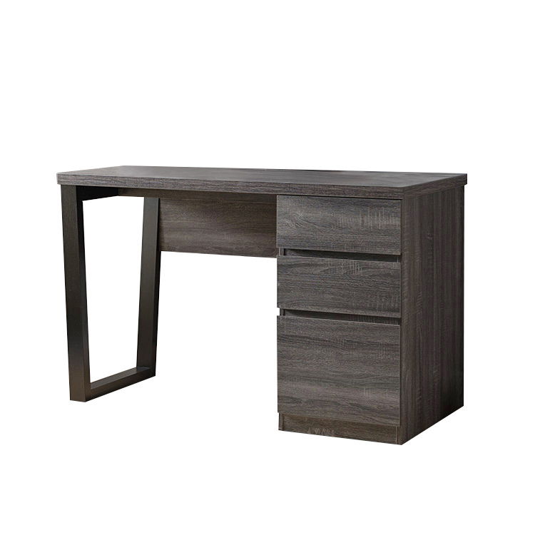 Executive Home Office Desk With Two Storage Drawers And File Cabinet - Distressed Gray / Black