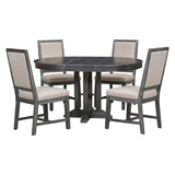 TREXM 5-Piece Dining Set With Extendable Table and 4 Upholstered Chairs (Black)