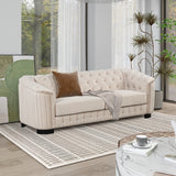 Modern 3-Piece Velvet Upholstered Living Room Set Including Sofa, Love Seat and Chair, Beige