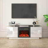 TV Stand With Fireplace - White