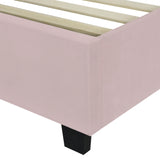 Full Size Upholstered Platform Bed with Tall Headboard, Pink