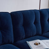 83" Modern Velvet Sofa Chaise - Blue