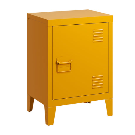 Modern Metal Nightstand  With Shelf - Yellow